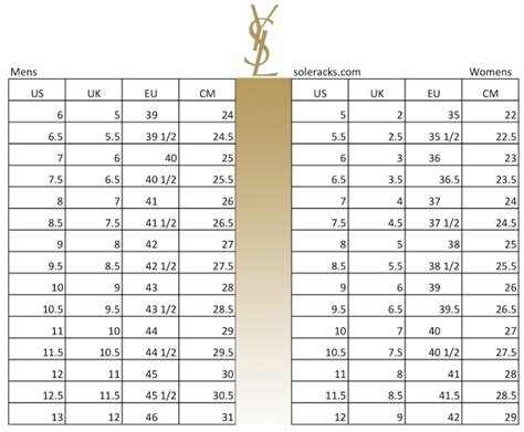 ysl jeans size chart
